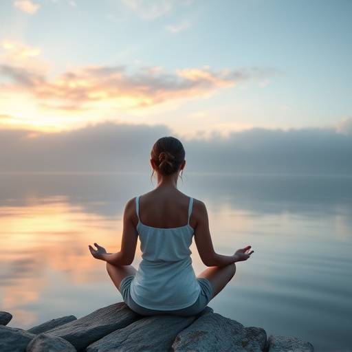 A person meditating in a peaceful setting, promoting relaxation and better sleep
