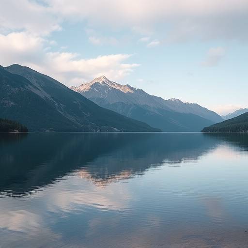 A serene landscape with mountains and a calm lake, representing mental peace