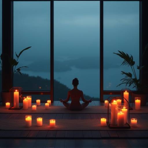 Candles and soft lighting to create a serene atmosphere conducive to meditation.