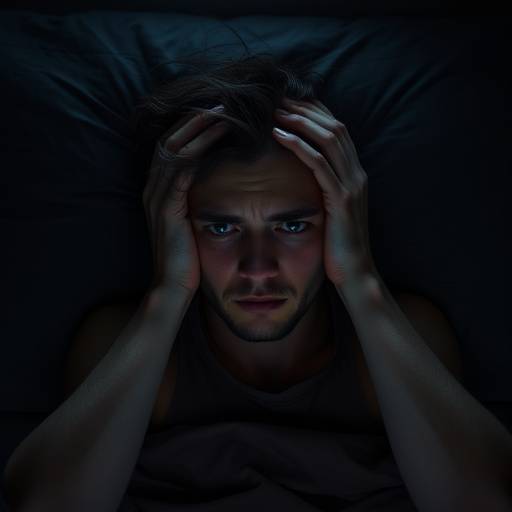 Illustration of a person tossing and turning in bed, symbolizing insomnia