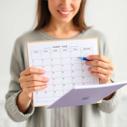 Image of a person using a planner to organize their schedule, promoting effective time management.
